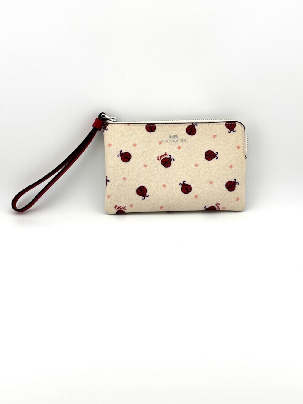 Coach Corner Zip Wristlet With Ladybug Print